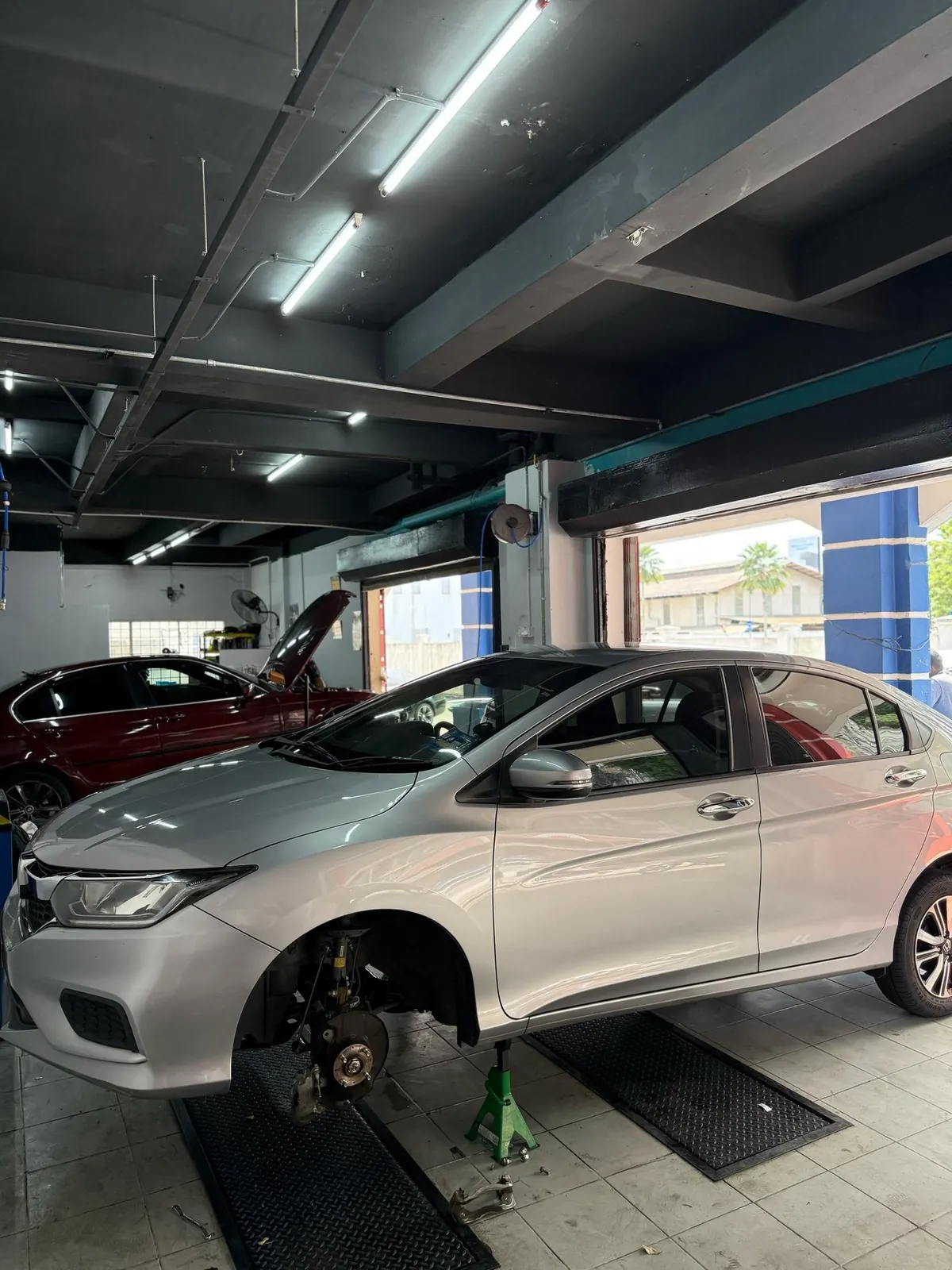 Vehicle being serviced in the Otoka Garage workshop, Batu Caves